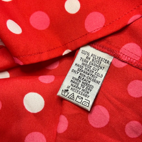 Bob Mackie Button Front Polka Dot Blouse Top Plus Size 1x V-Neck Red - Picture 5 of 5